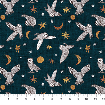 Forest Fable - Owls on Navy - 1/2m cut 58114