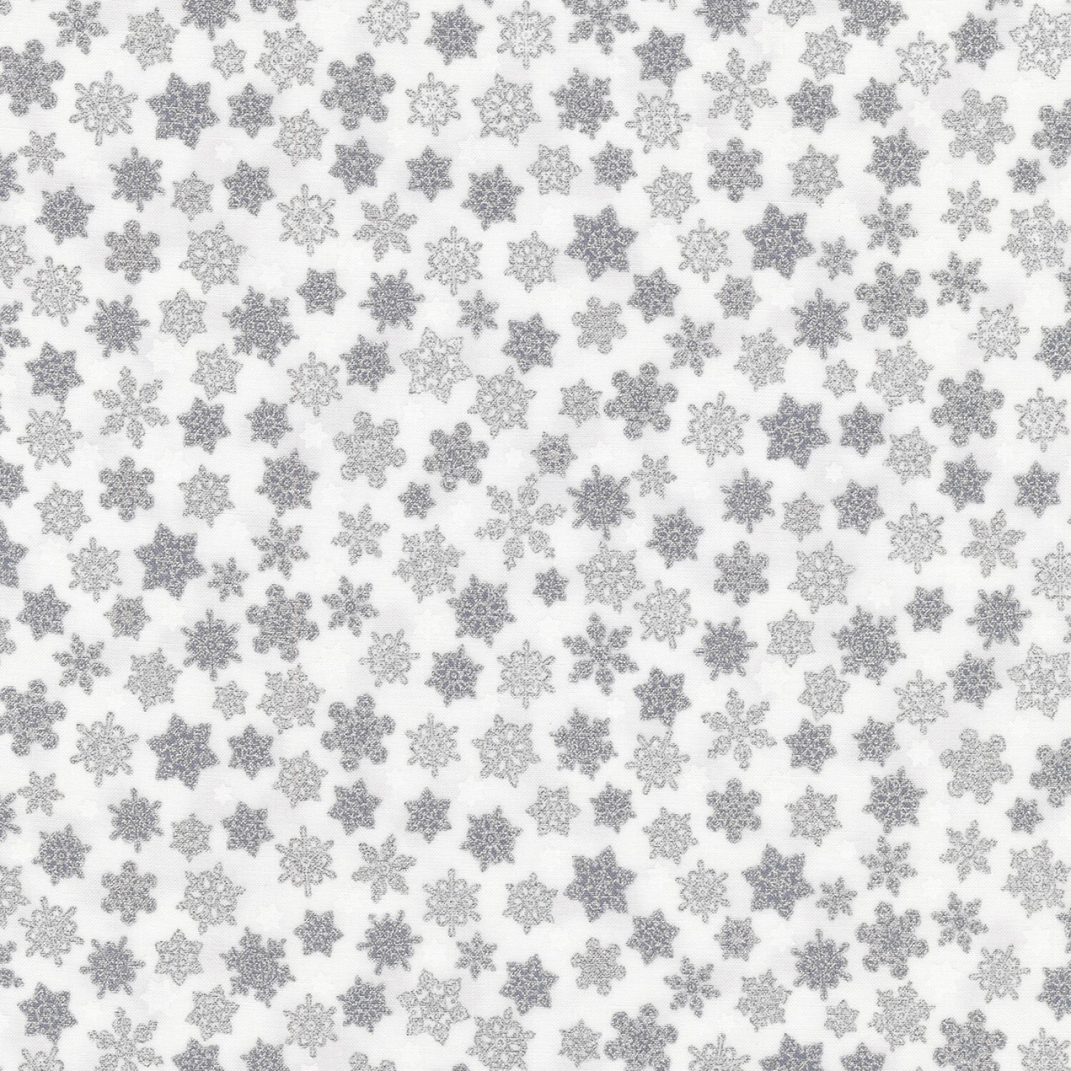 Holiday Charms - Silver Snowflakes on White - 1/2m cut 58119