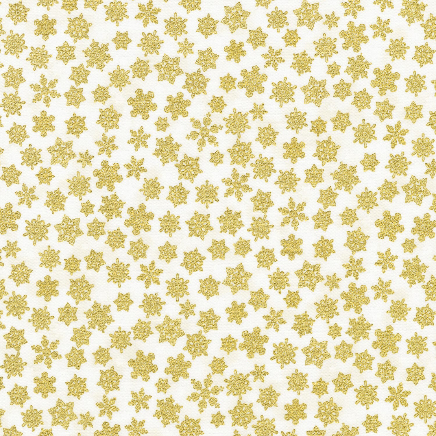 Holiday Charms - Gold Snowflakes on White - 1/2m cut 58118