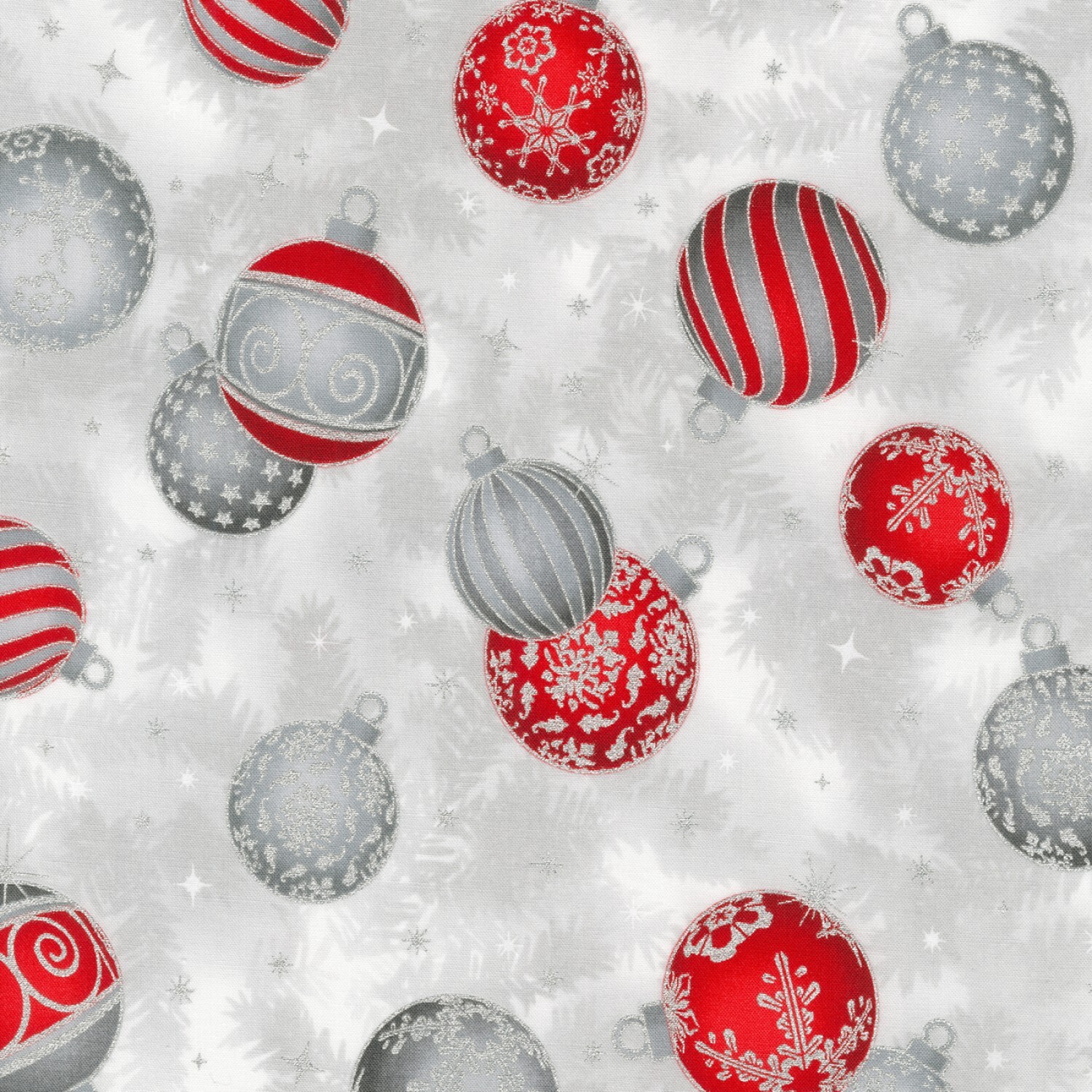 Holiday Flourish - Silver Ornaments - 1/2m cut 58129