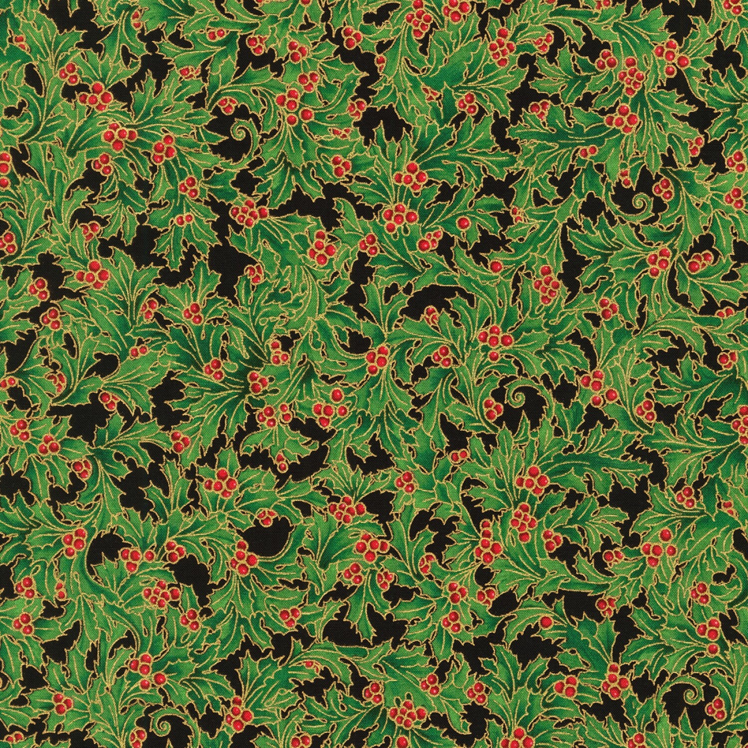 Holiday Flourish - Green Holly - 1/2m cut 58126