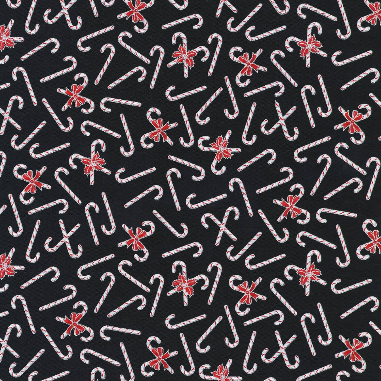 Holiday Charms - Candy Canes on Black - 1/2m cut 58117