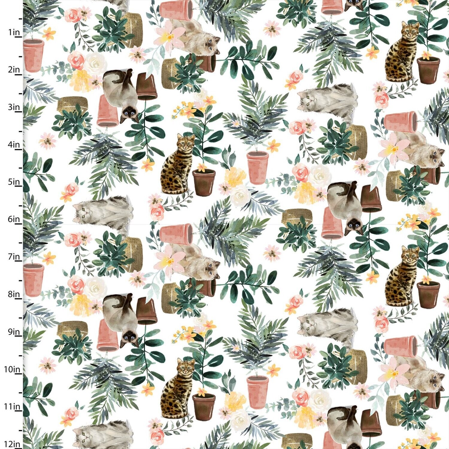 Everyday is Caturday - Cats and Plants - 1/2m cut