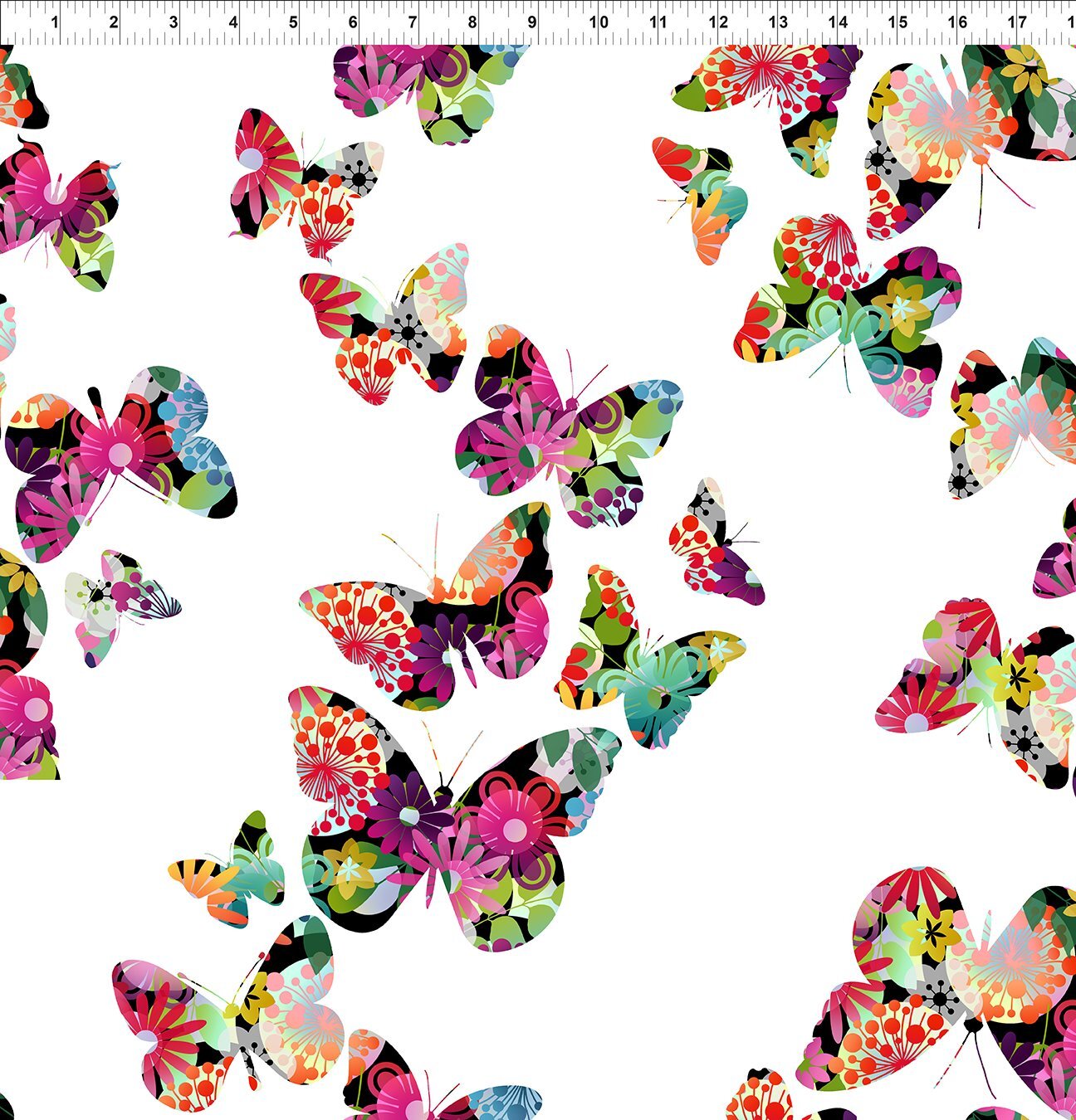 A Groovy Garden - Cascading Butterflies - Multi - 1/2m cut 58278