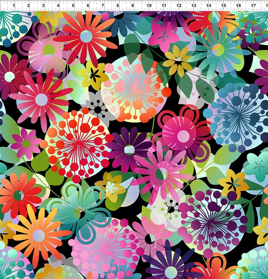 A Groovy Garden - Large Garden Flower - Multi - 1/2m cut 58267