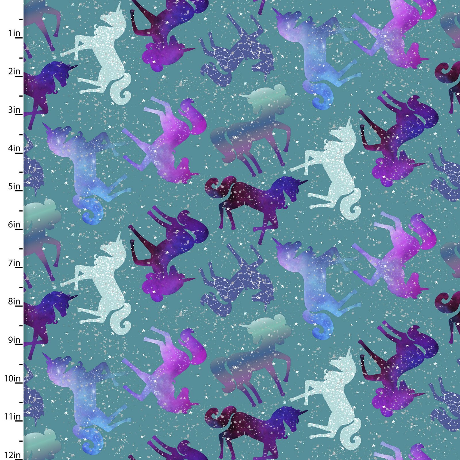 Starlight - Unicorns on Teal - 1/2m cut 58295