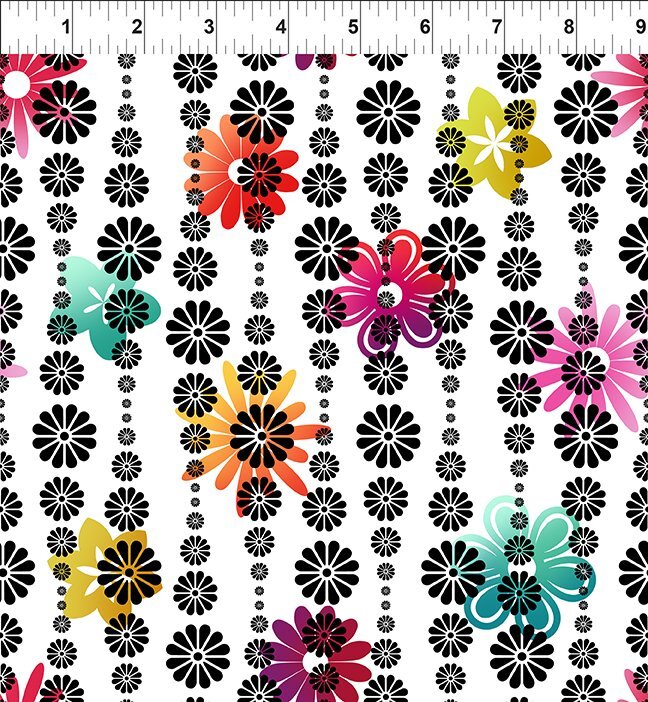 A Groovy Garden - Striped Flower - Multi - 1/2m cut 58285