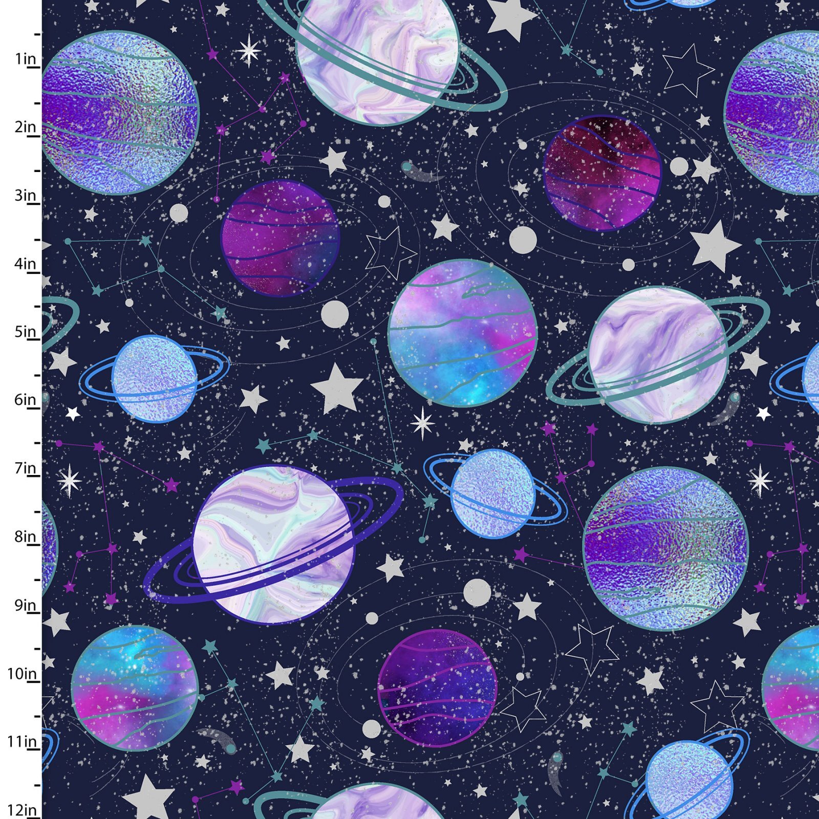 Starlight - Planets on Navy - 1/2m cut 58291