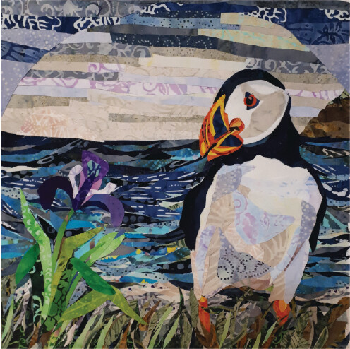 Summer Puffin Collage Pattern
