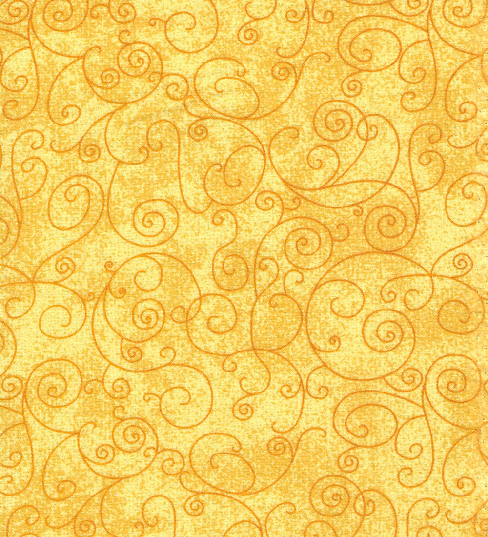 Flannel 108&quot; - Yellow Scroll - 1/2m cut