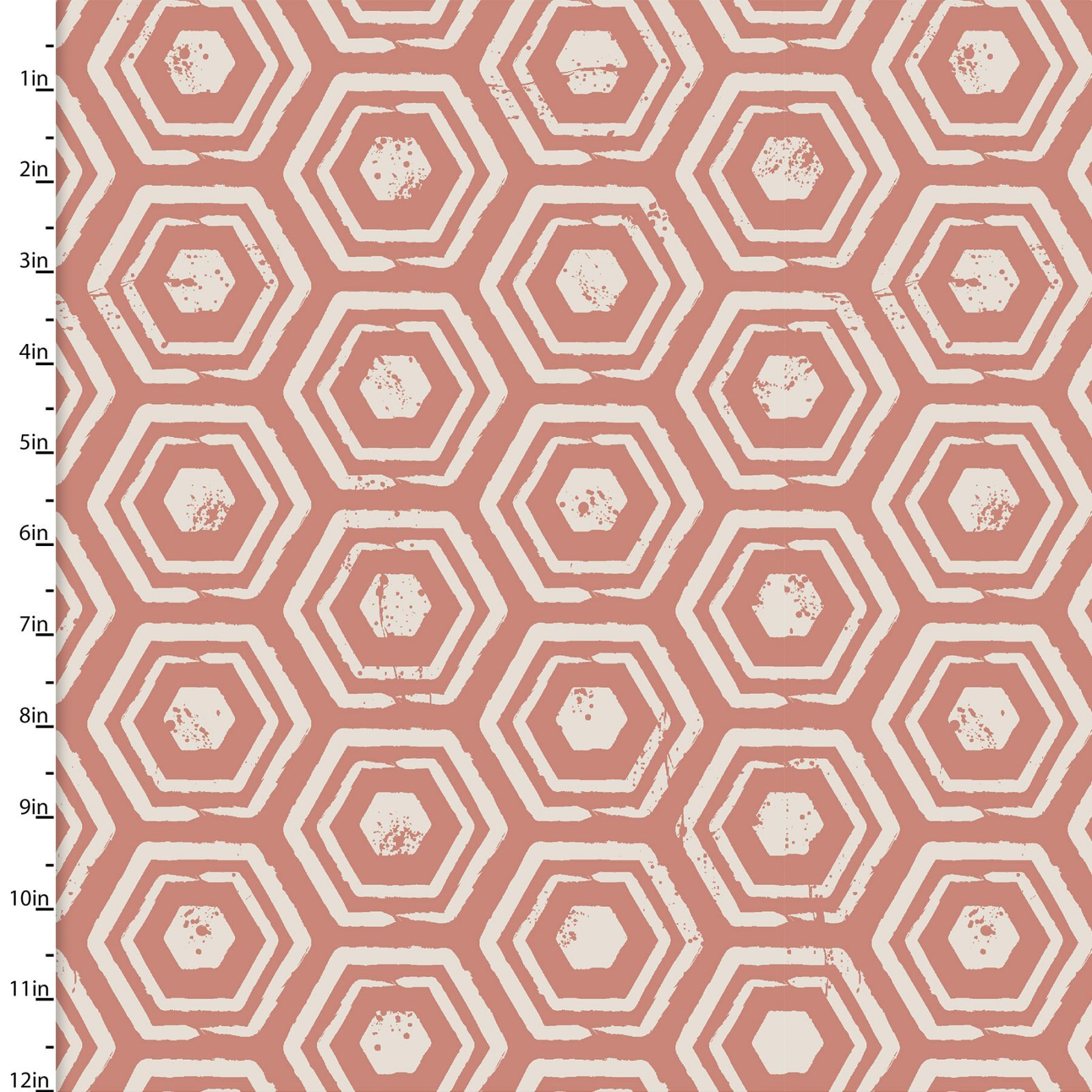 Painted Soul - Coral Hexagons - 1/2m cut 58407