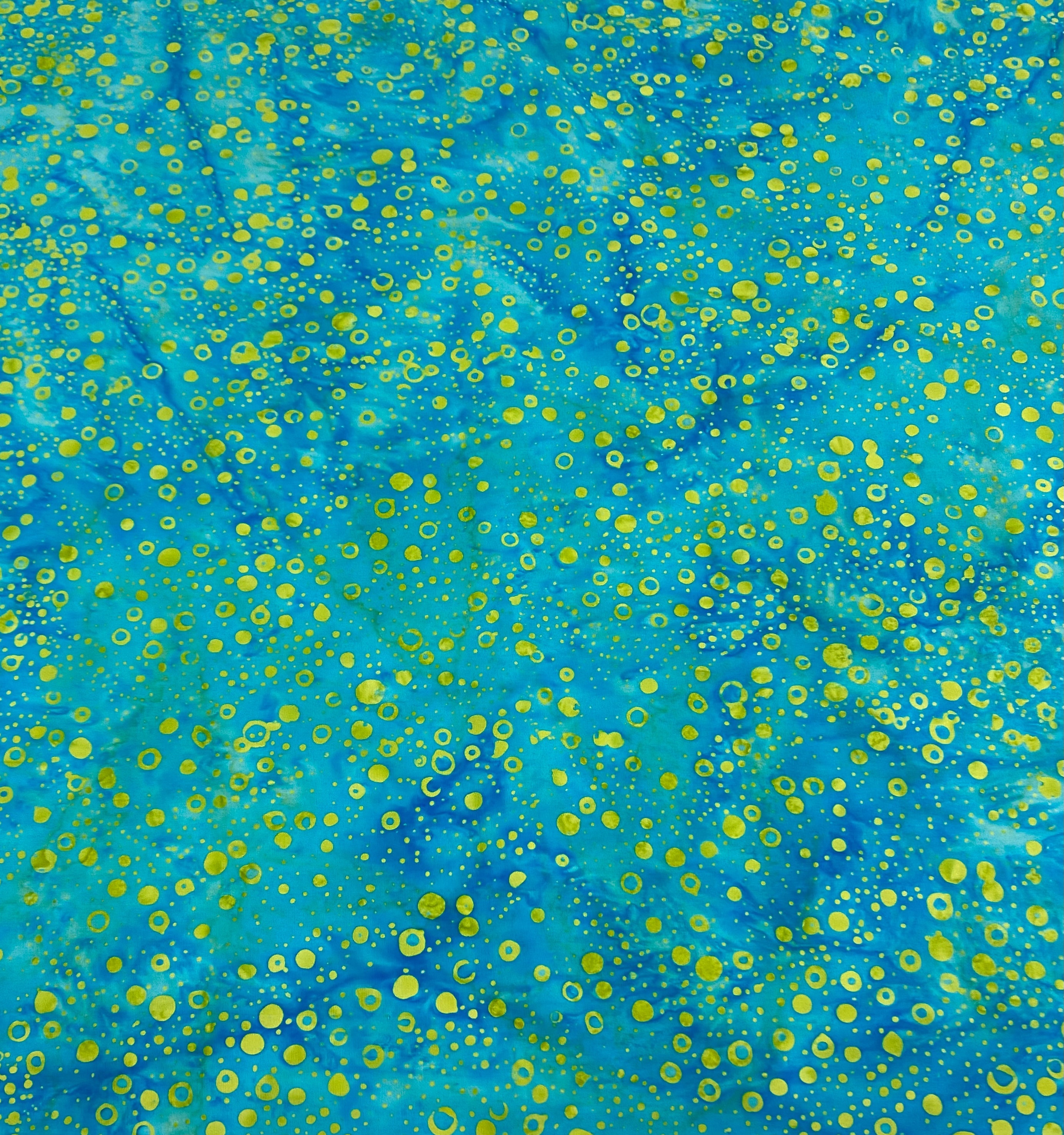 Lime Dots on Aqua - Iceberg - Batik - 1/2m cut 58456