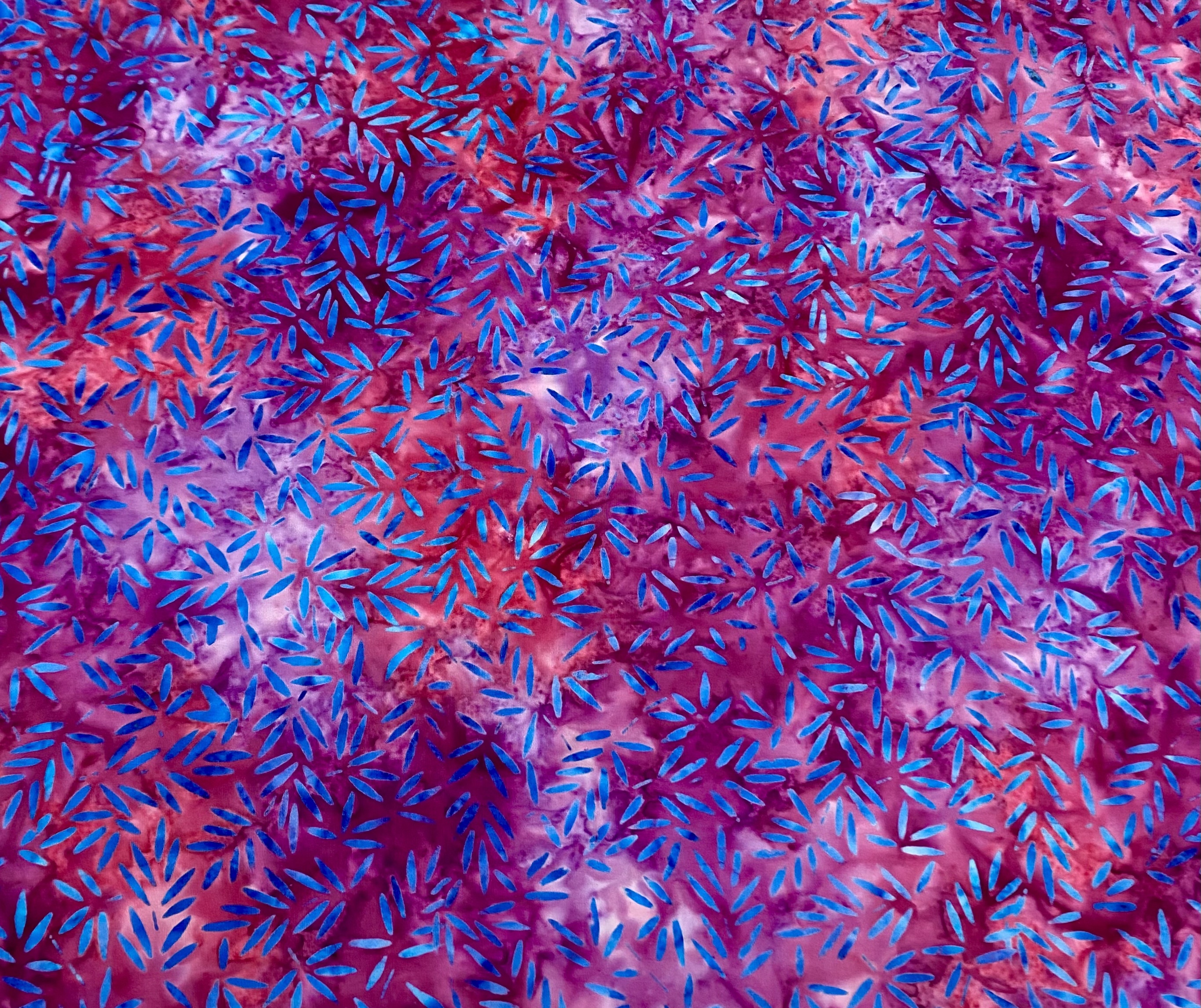 Blue Sprigs on Pink - Batik - 1/2m cut 58457