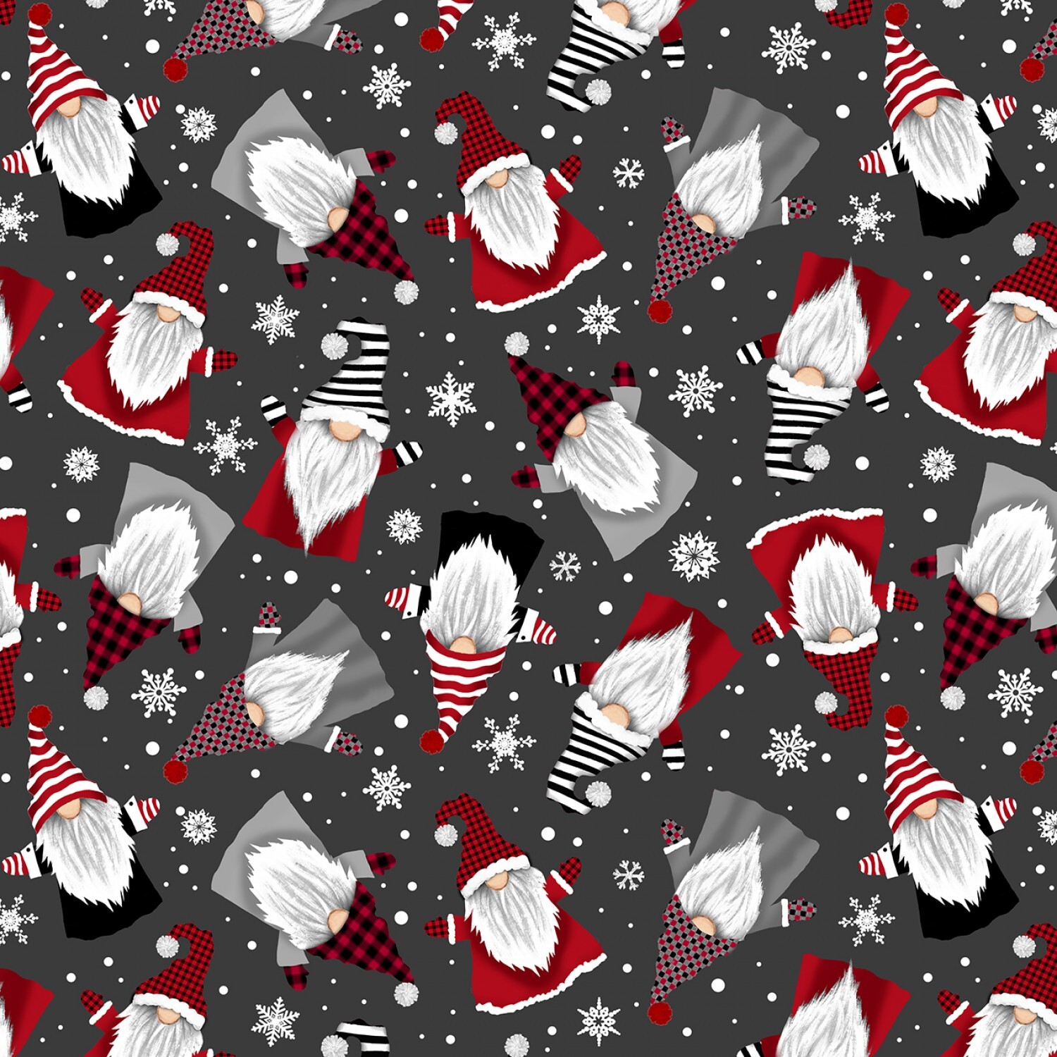 Gnome for the Holidays - Charcoal Gnomes - 1/2m cut 58579