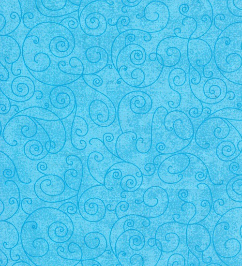 Cotton 108" - Aqua Scroll - 1/2m cut 58604