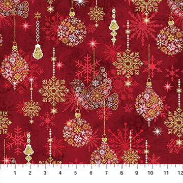Christmas Joy - Red Ornaments - 1/2m cut 58628