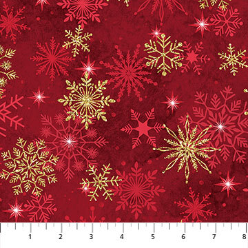 Christmas Joy - Dark Red Snowflakes - 1/2m cut 58626