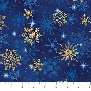 Christmas Joy - Dark Blue Snowflakes - 1/2m cut 58641