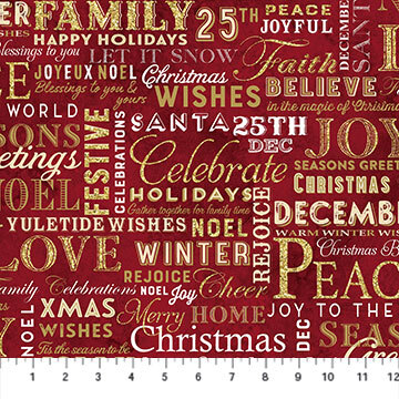 Christmas Joy - Red Words - 1/2m cut 58631