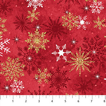 Christmas Joy - Light Red Snowflakes - 1/2m cut 58627