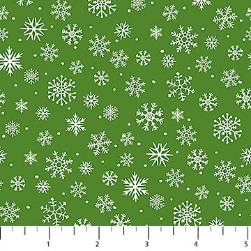 Santa's Tree Farm - Snowflakes on Green - 1/2m cut 58649