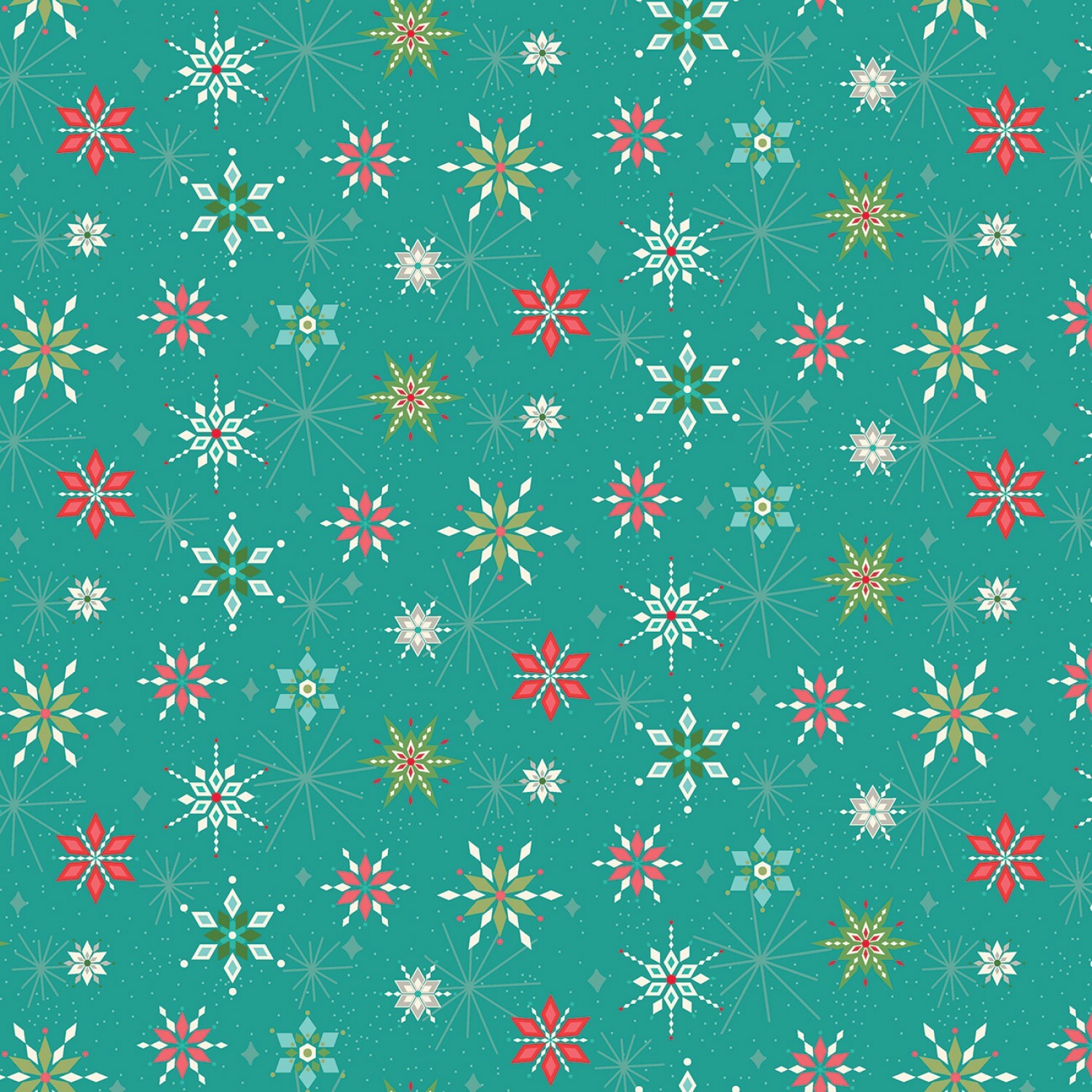 Winter Wonder - Teal Snowflakes - 1/2m cut 58668