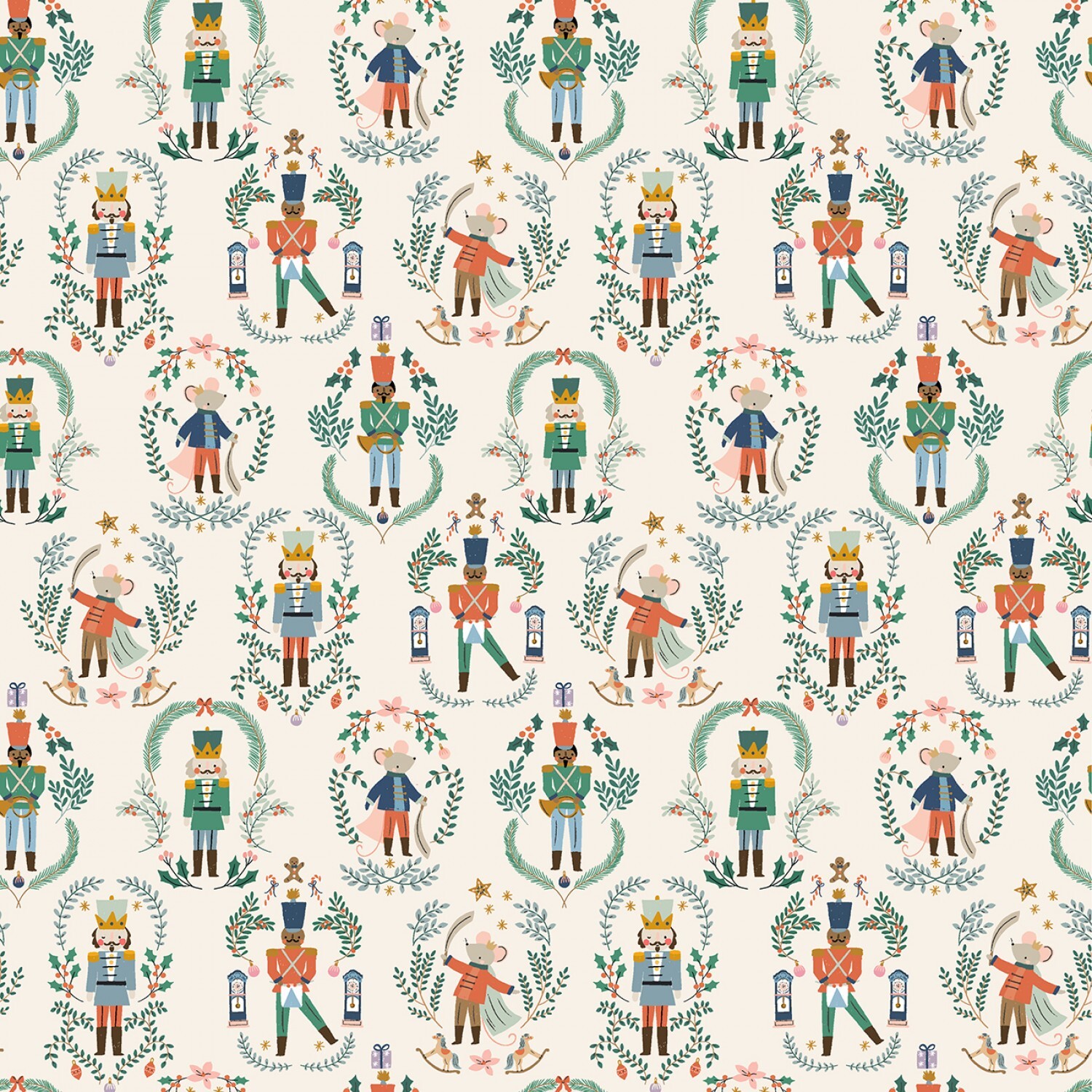Nutcracker Suite - Cream Nutcrackers - 1/2m cut 58694