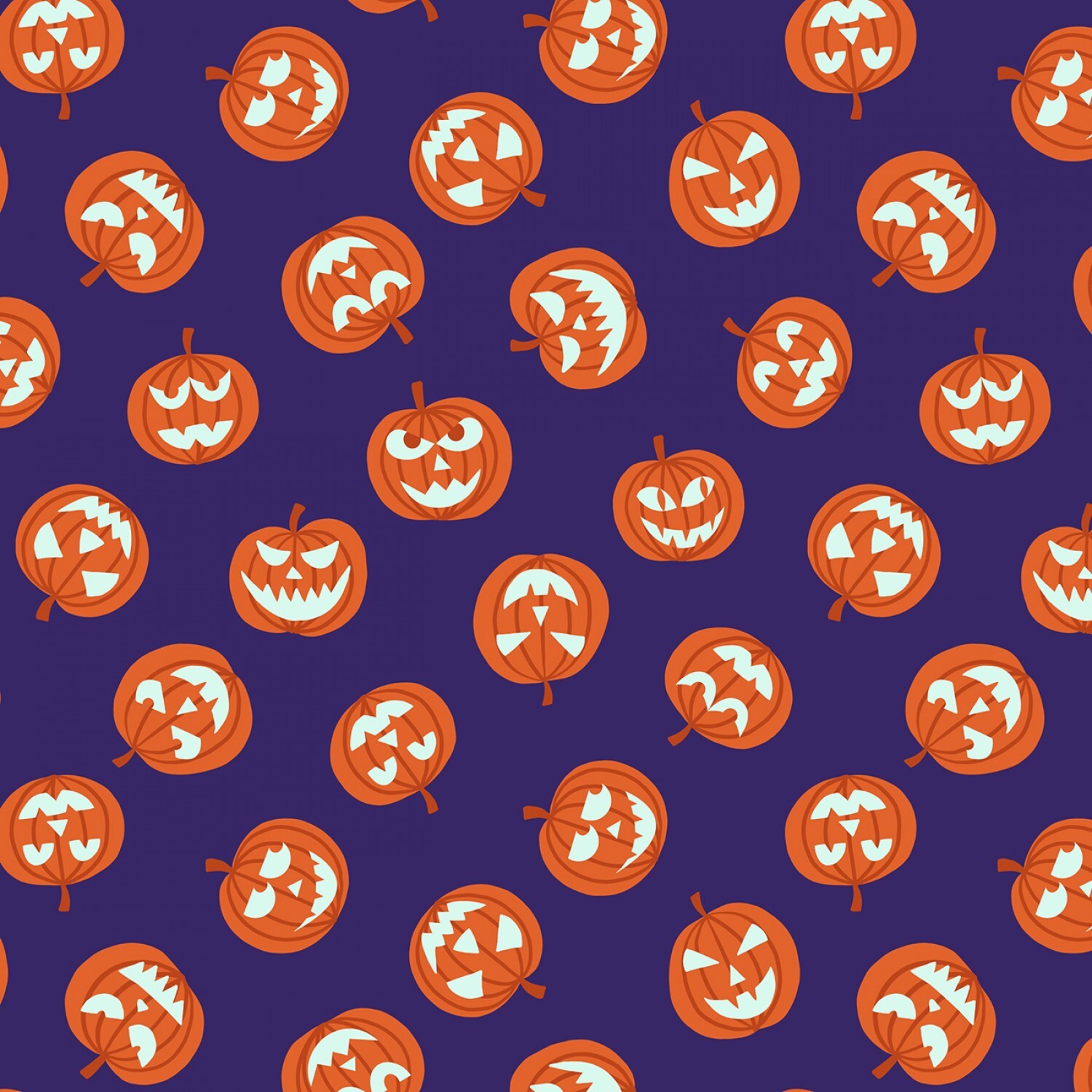 Haunted House- Purple Pumpkins - GLOW IN THE DARK - 1/2m cut 58701