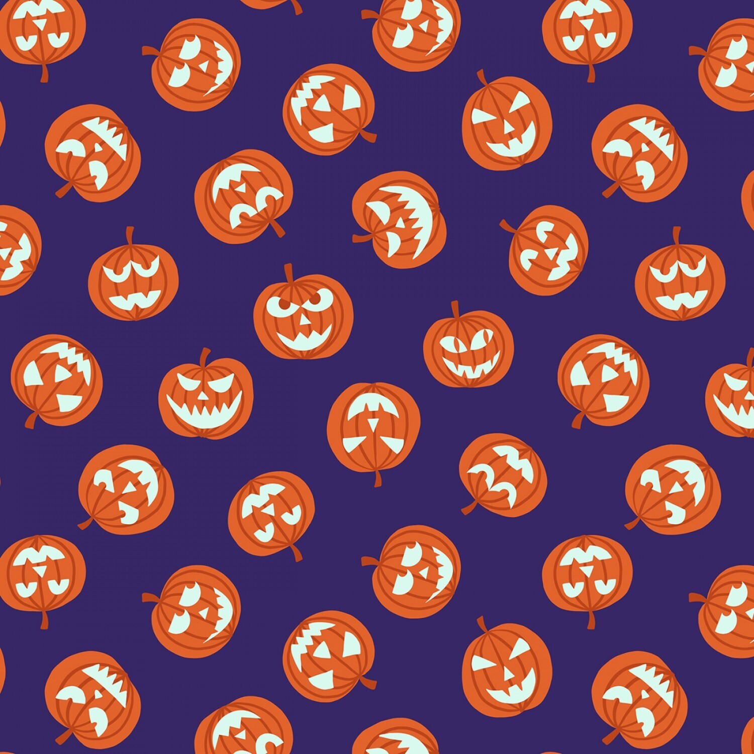 Haunted House- Purple Pumpkins - GLOW IN THE DARK - 1/2m cut