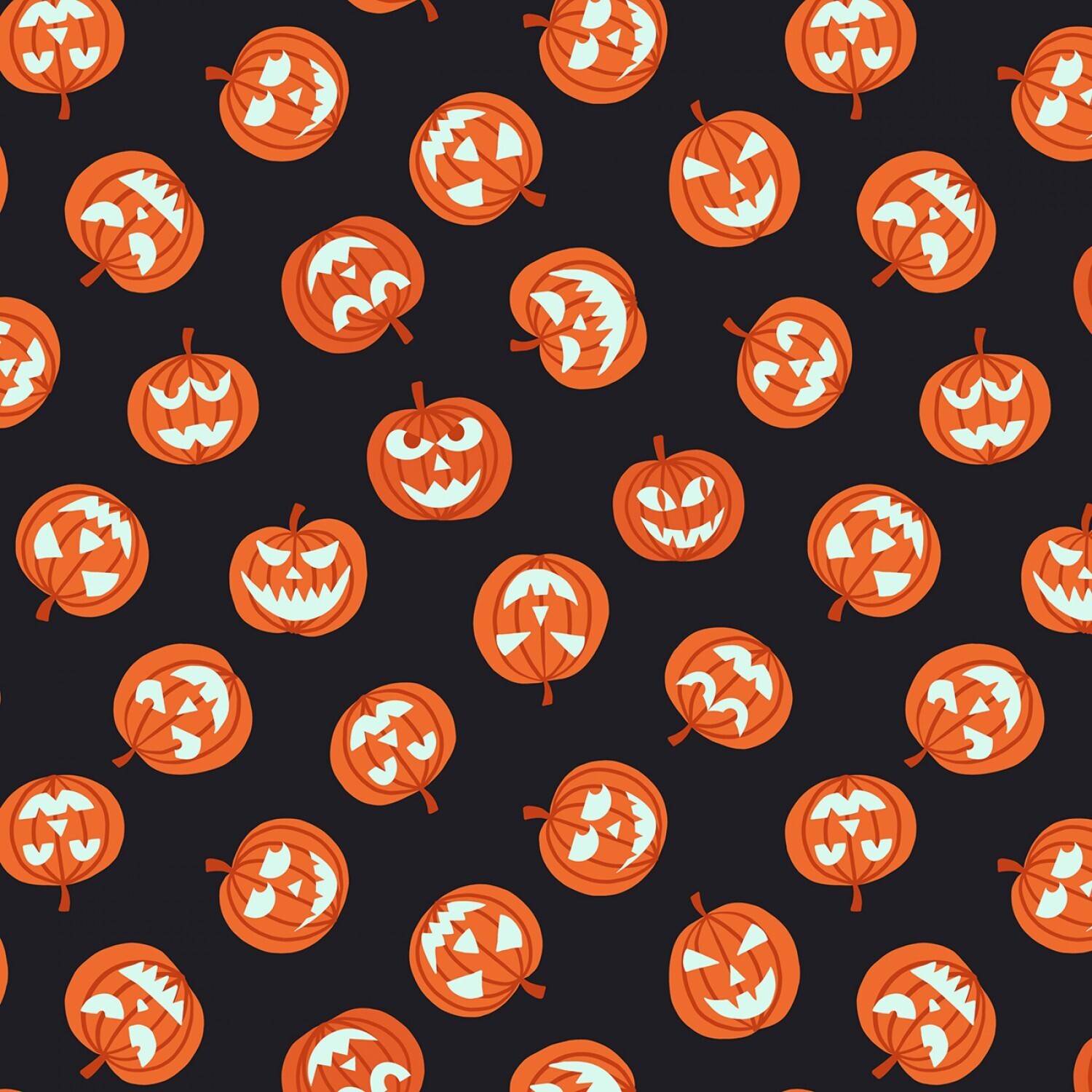 Haunted House - Black Pumpkins - GLOW IN THE DARK - 1/2m cut