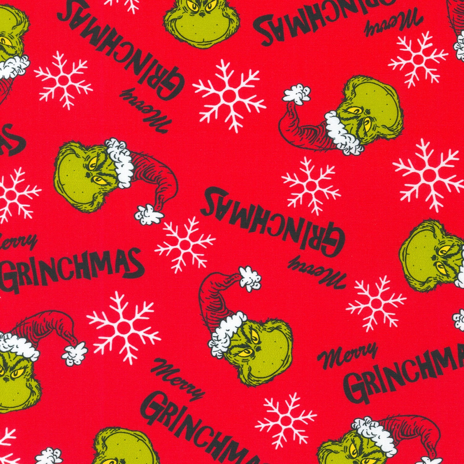 Grinch - Merry Grinchmas on Red - 1/2m cut 58737