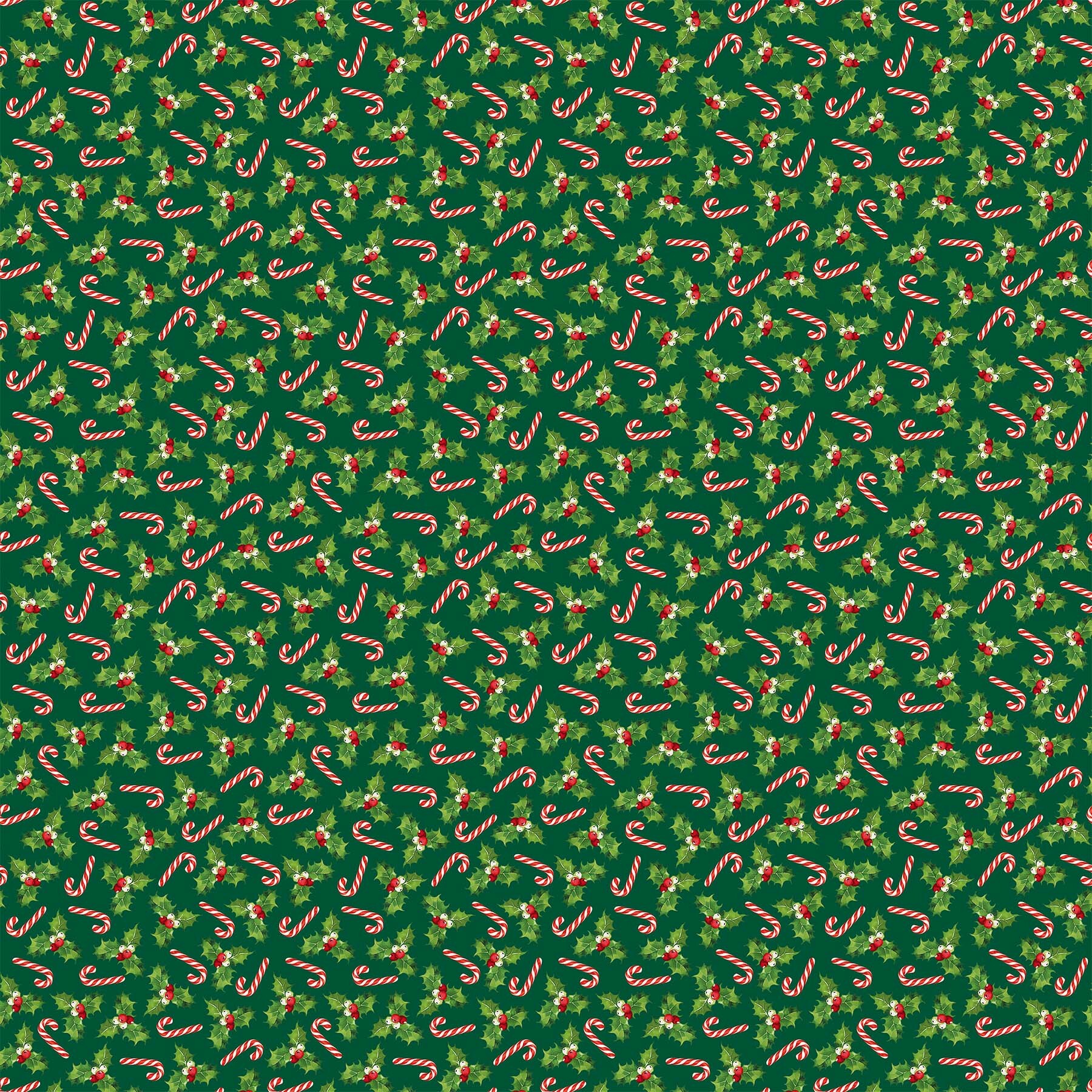 Peppermint Candy - Candy Canes on Green - 1/2m cut 58753
