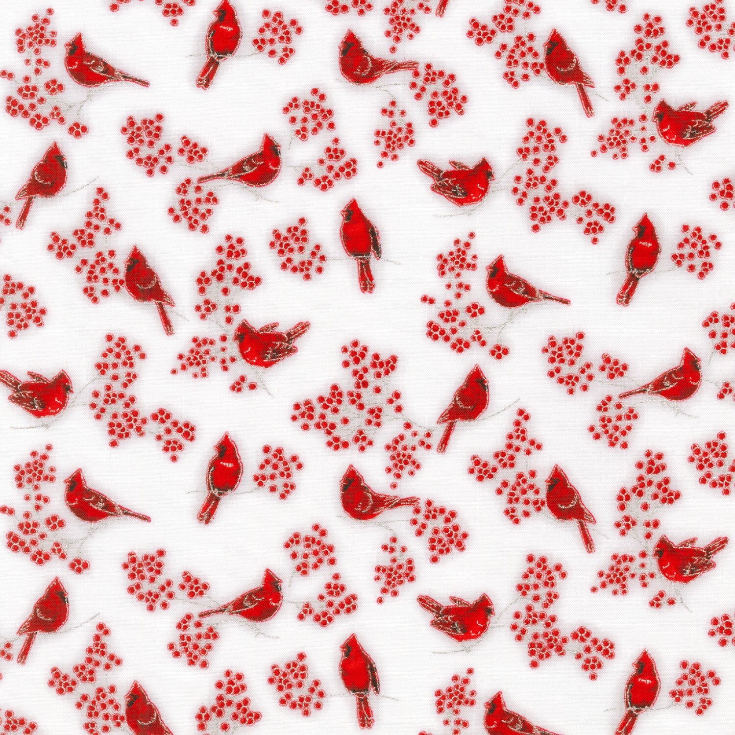 Holiday Charms - Cardinals on White - 1/2m cut 58790
