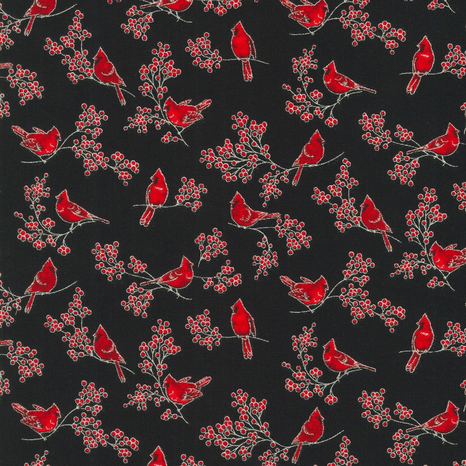 Holiday Charms - Cardinals on Black - 1/2m cut 58791