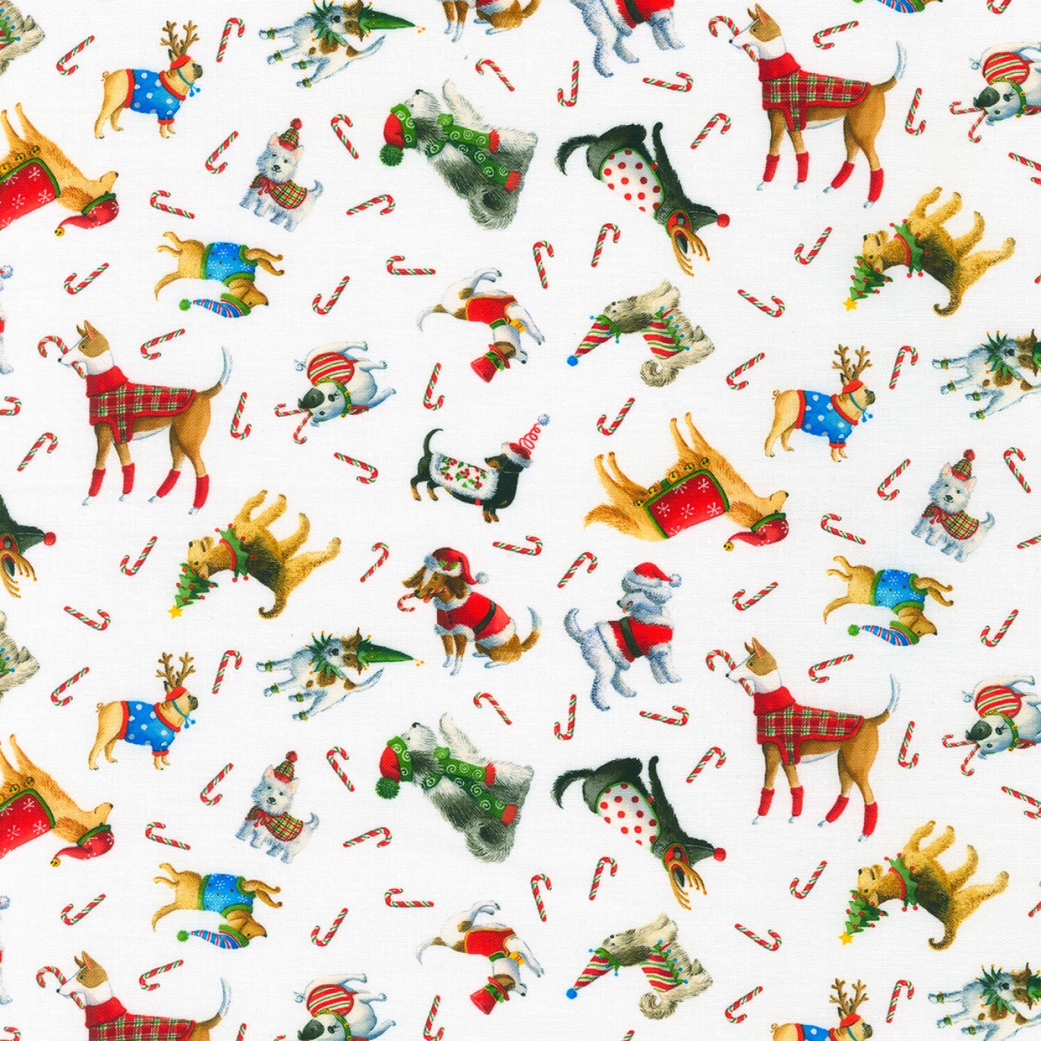 Christmas Jamboree - Holiday Dogs on White - 1/2m cut 58792
