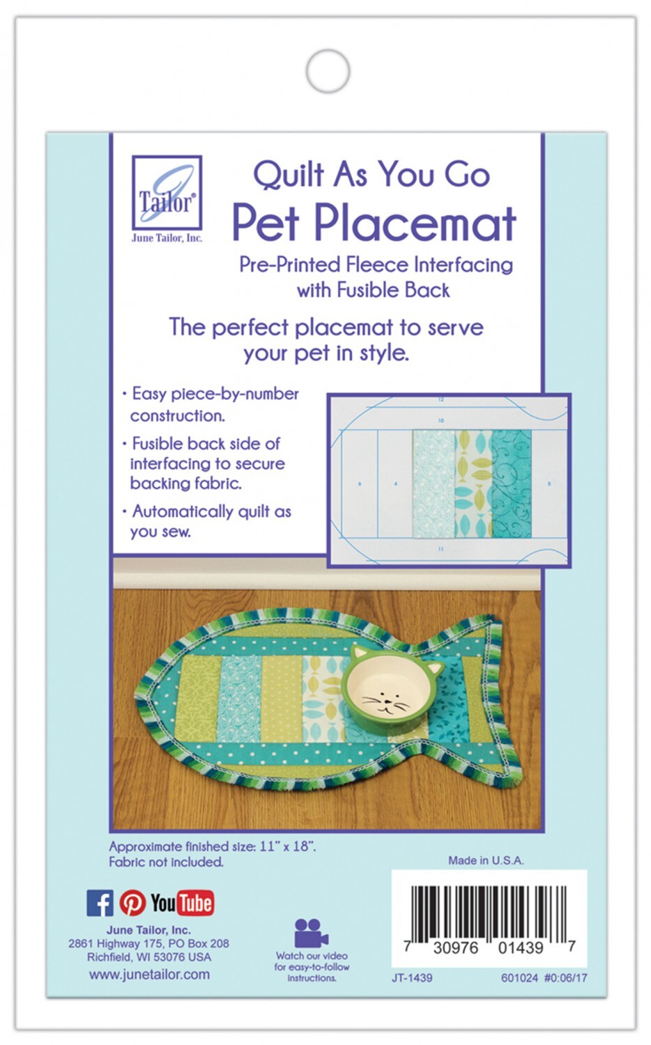 Quilt As You Go Pet Placemat - Cat 58815