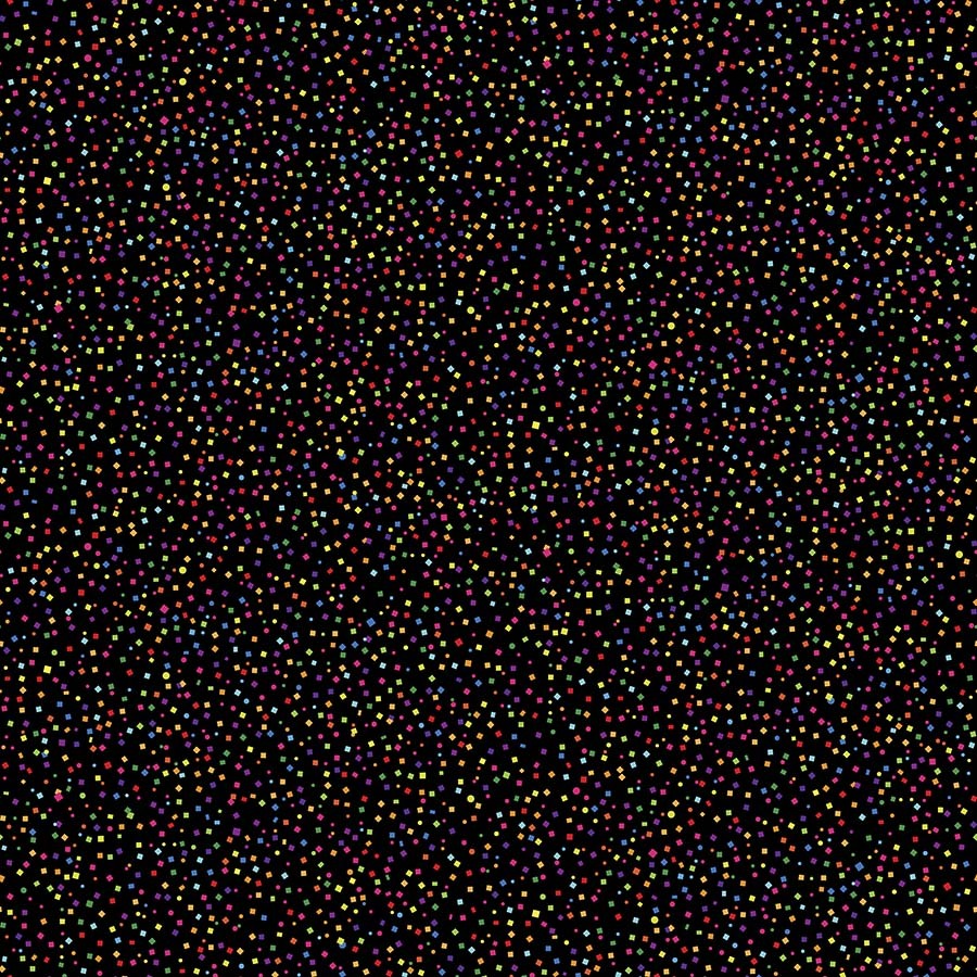 Confetti - Multi Coloured on Black - 1/2m cut 58952