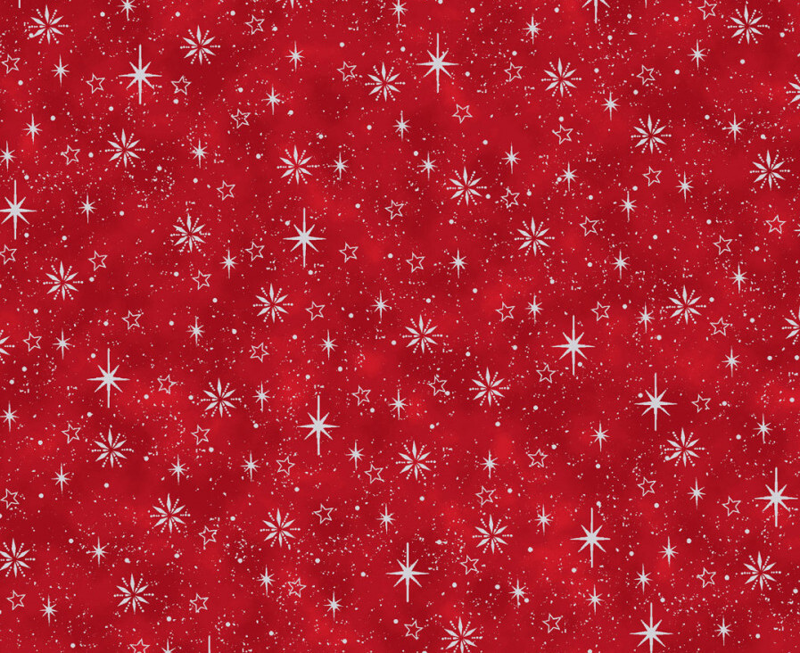 Frosty Snowflake - Red and Silver - Tiny Stars - 1/2m cut 59080