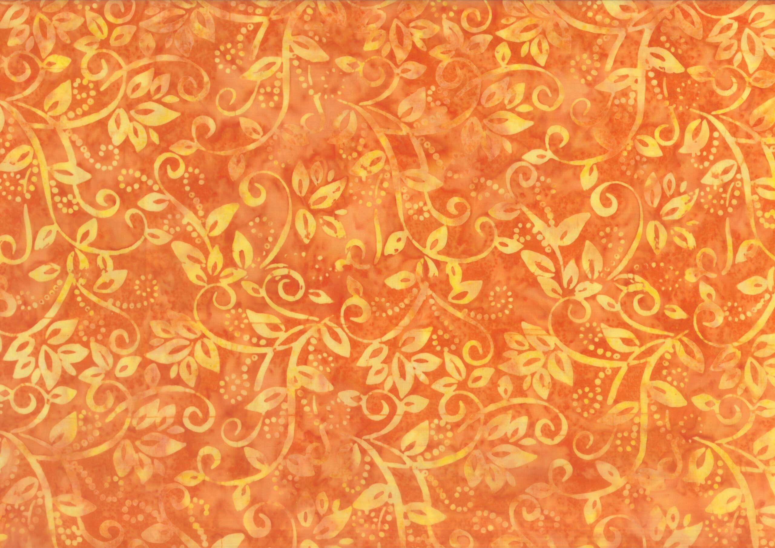 Yellow and Orange Floral - Batik - 1/2m cut 59117