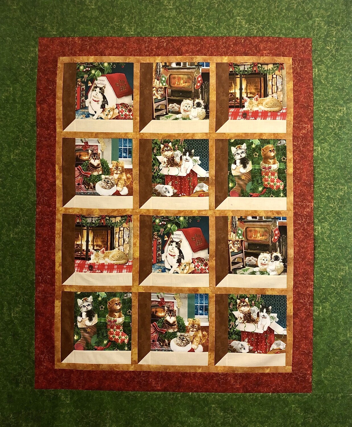 Christmas Kittens Attic Window Quilt