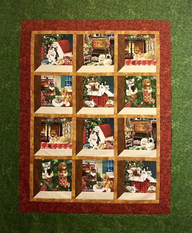 Christmas Kittens Attic Window Quilt