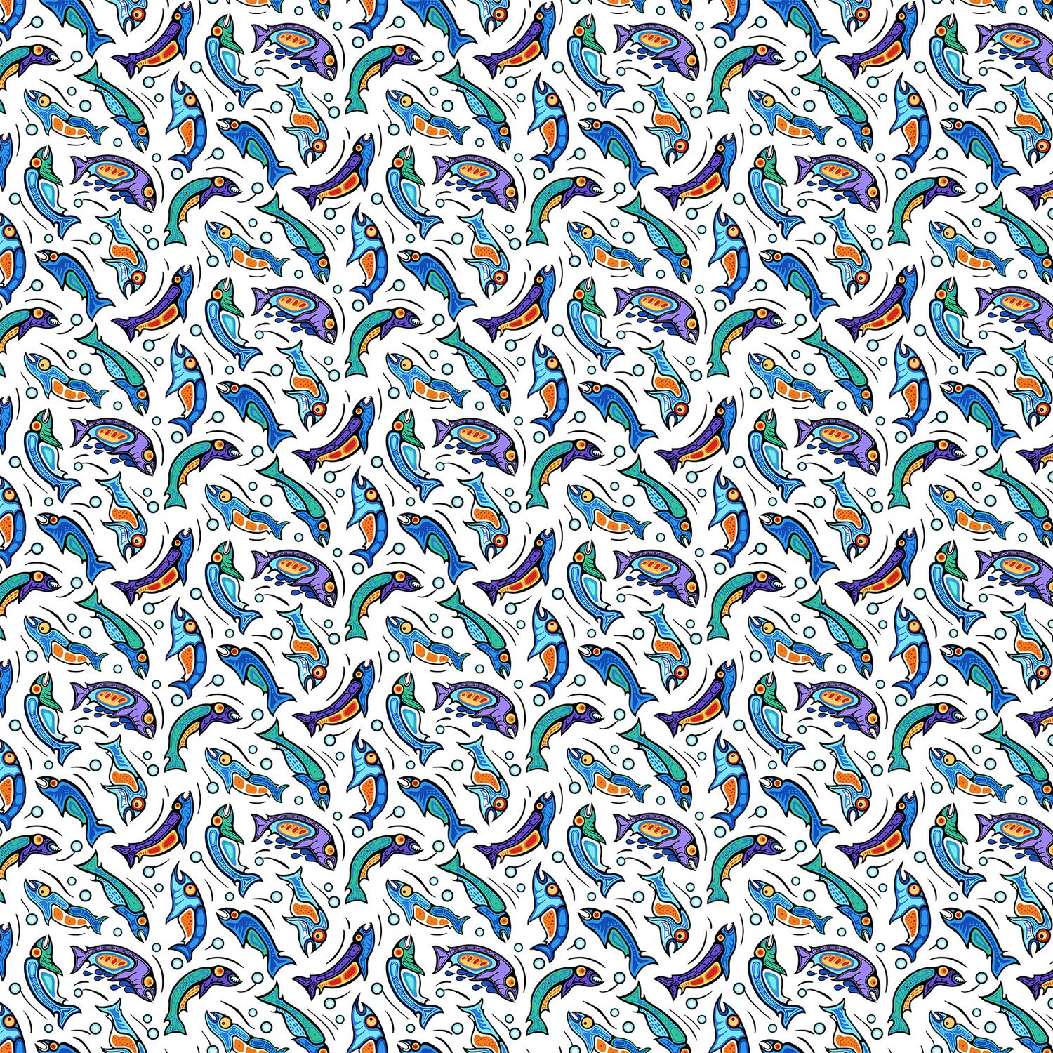 Sacred Earth - Fish on White - 1/2m cut