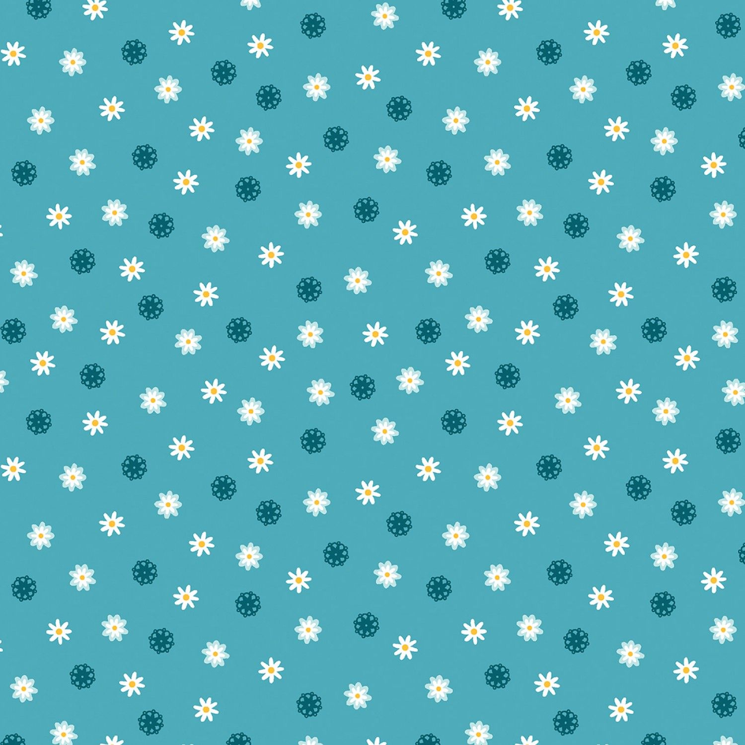 Blossom Hollow - Daisies - Teal - 1/2m cut