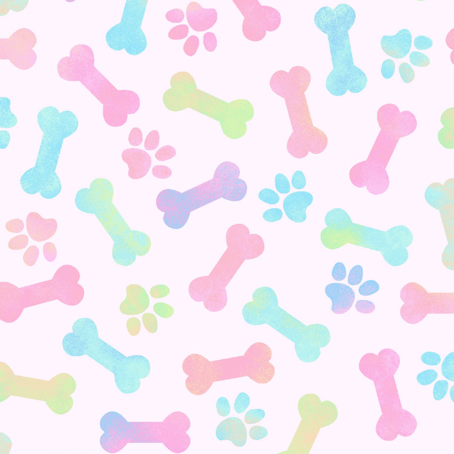 Pastel Paw Prints and Bones - 1/2m cut