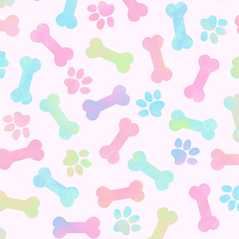 Pastel Paw Prints and Bones - 1/2m cut
