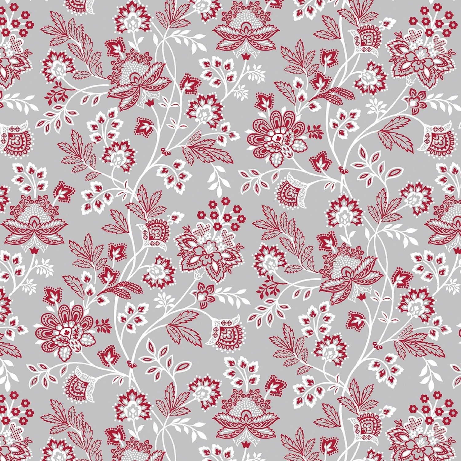 Bandana Medley - Red Floral on Grey - 1/2m cut