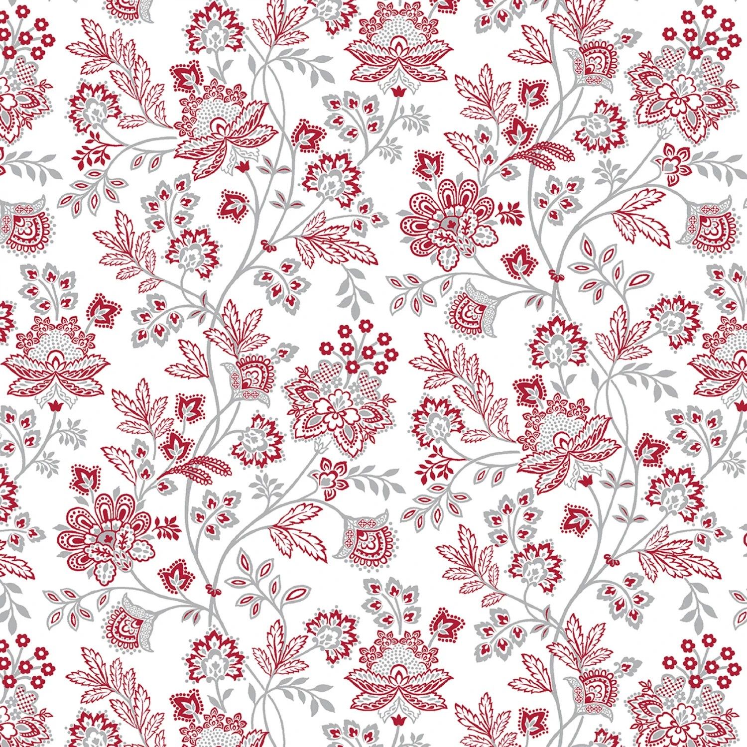 Bandana Medley - Red Floral on White - 1/2m cut