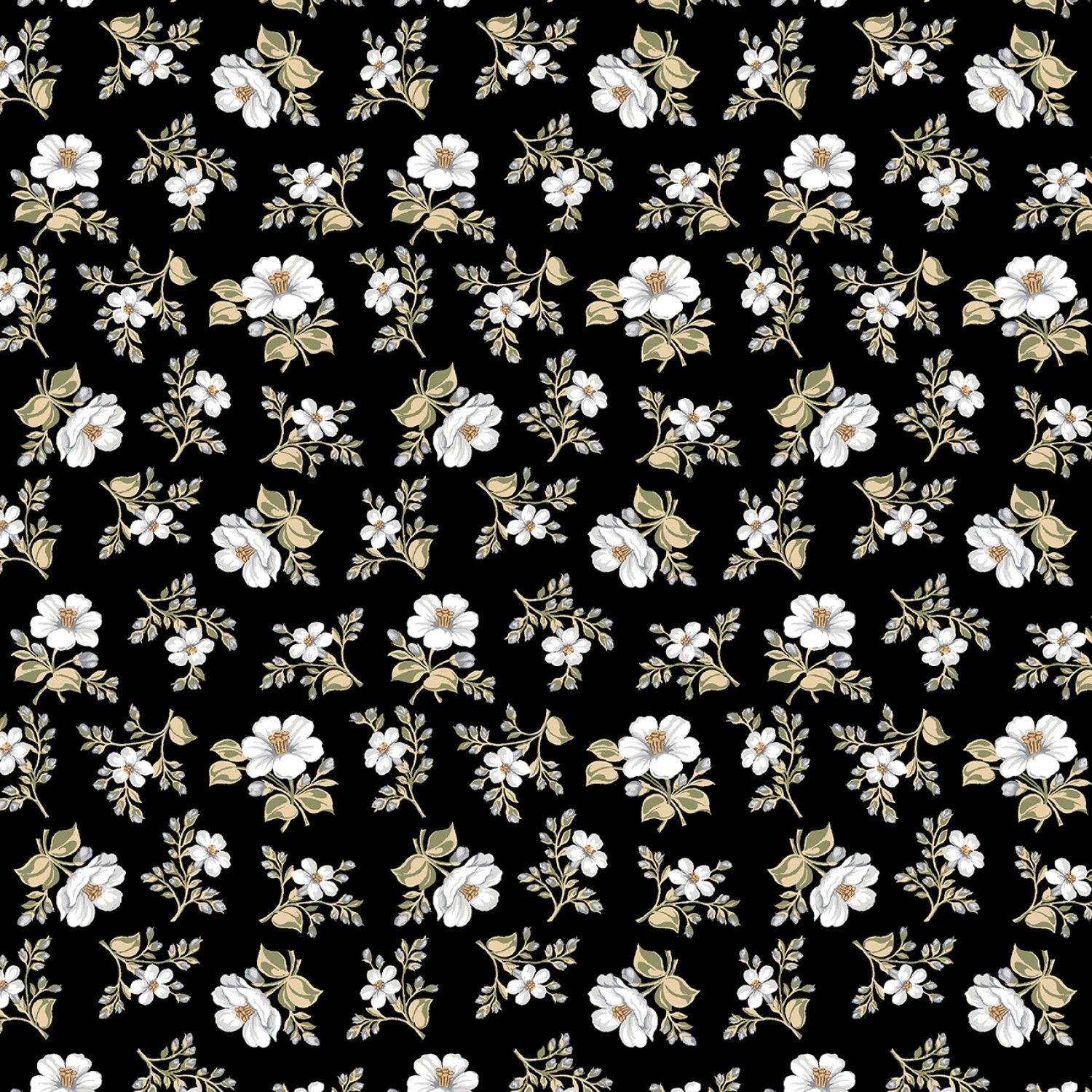 Bandana Medley - Black Floral - 1/2m cut