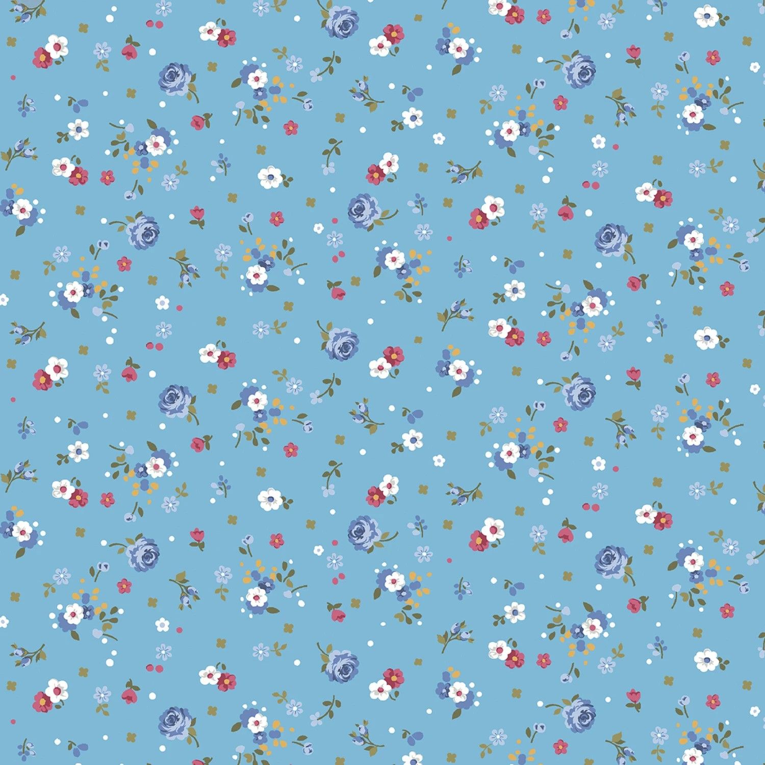 Vintage Flowers - Periwinkle - 1/2m cut