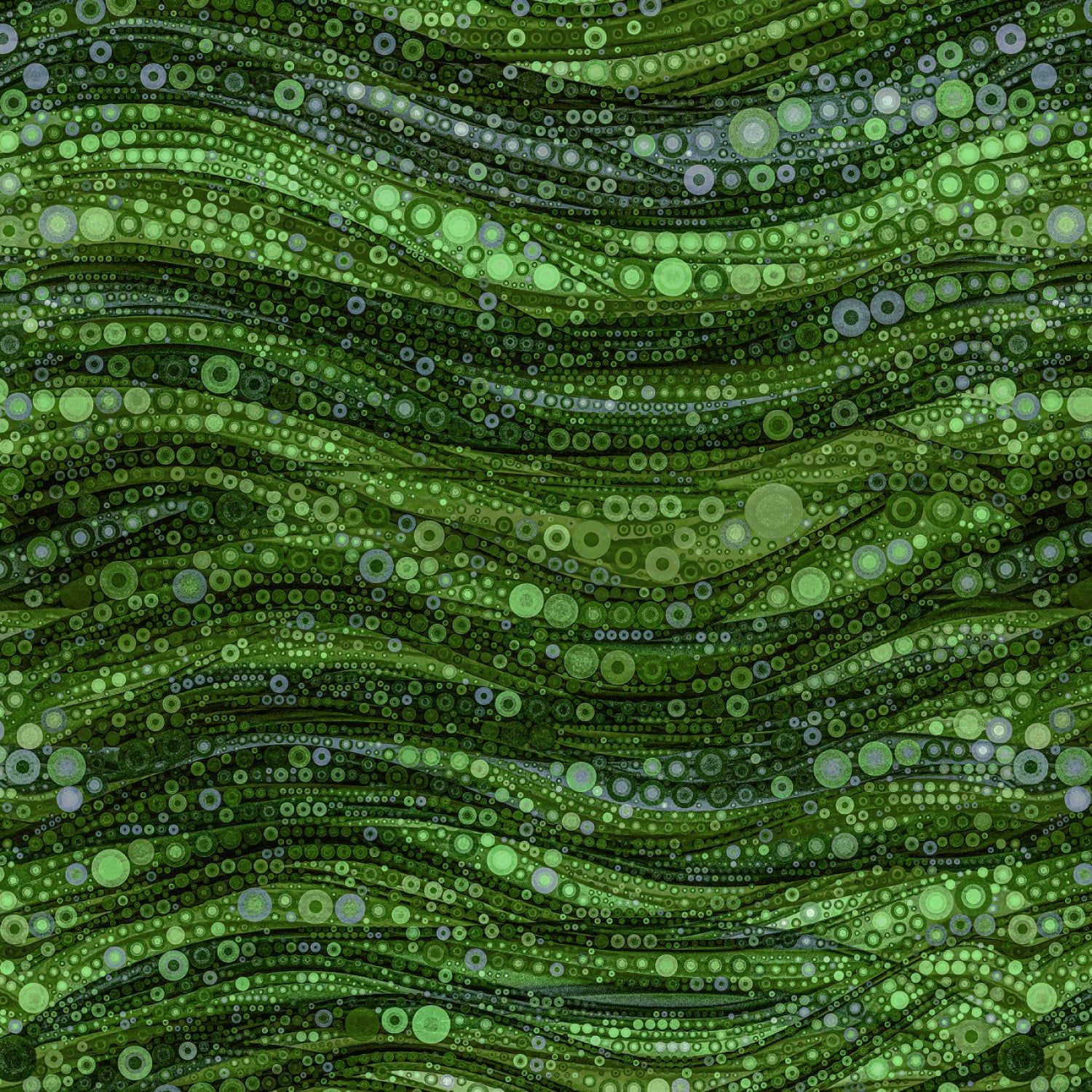 Gigi in the Garden - Abstract Waves - Green - 1/2m cut